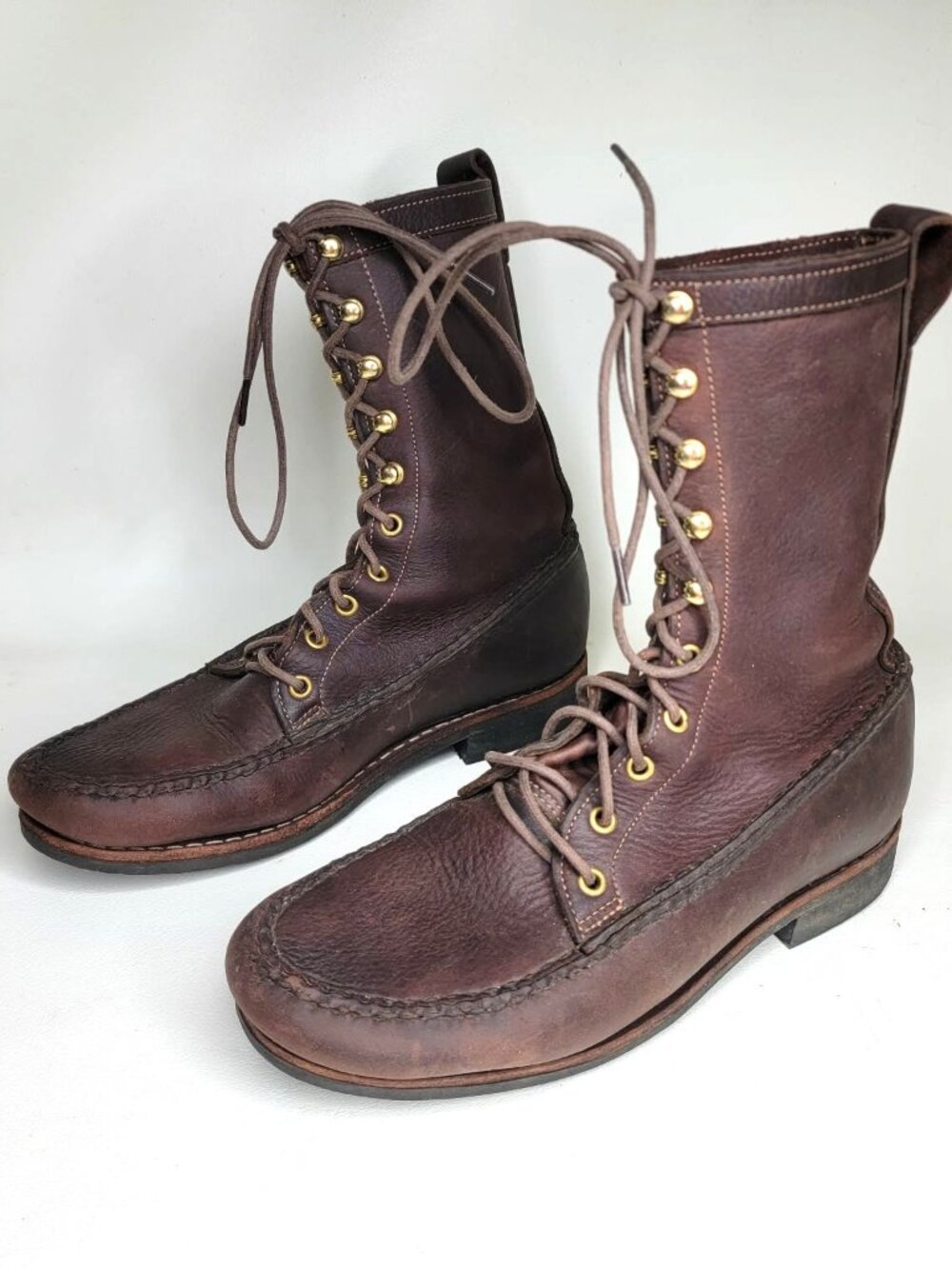 GOKEY Brown Leather Upland Mid-Calf Vibram Sole Men Boot SZ# 9 D *Excellent*